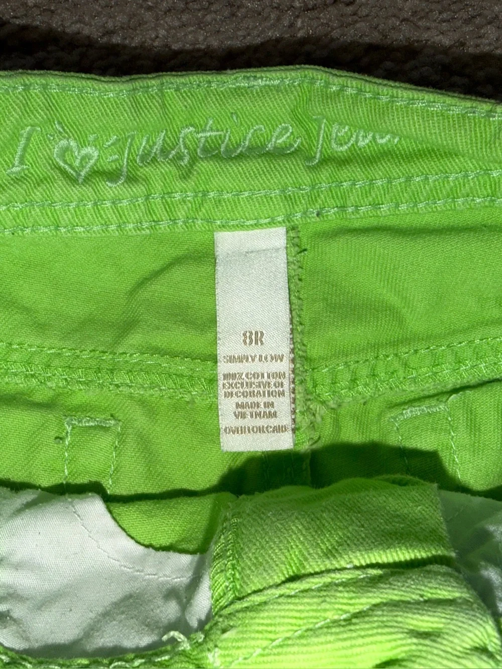 Justice Girls Green Jean Shorts Size 8 Regular